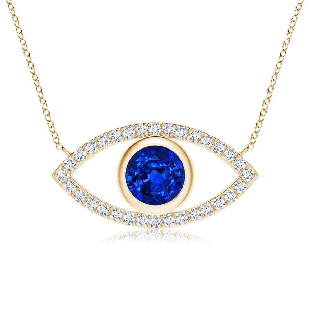 Elegant Blue and Gold Eye Pendant Necklace